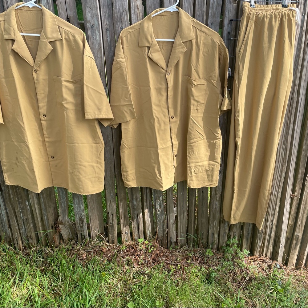 Lightweight Mustard Button-Up 2 piece Set & Flashy Button ups